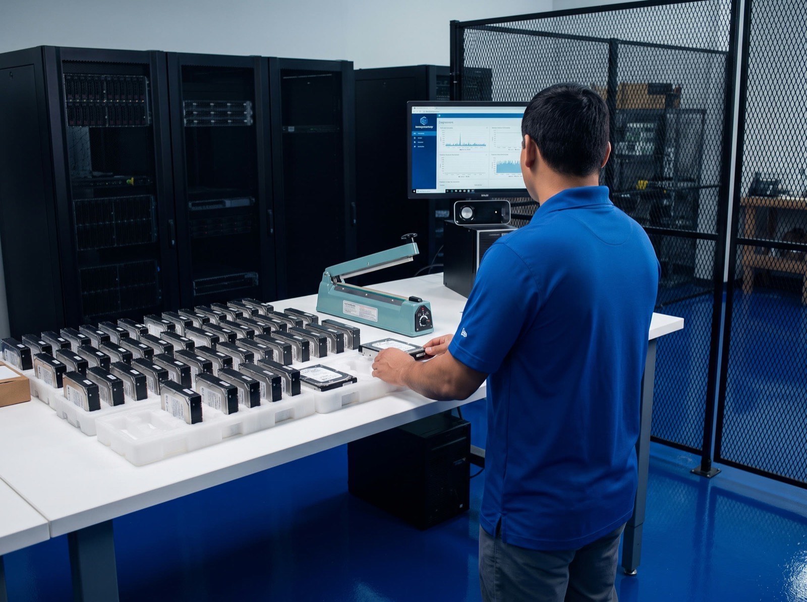 Enterprise drives under test at the grading bench